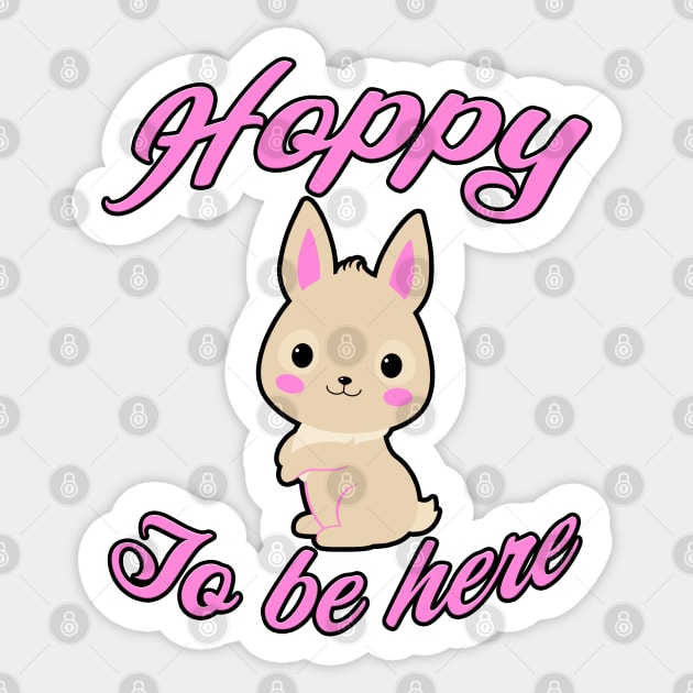 Hoppy To Be Here Pink Sticker by Shawnsonart